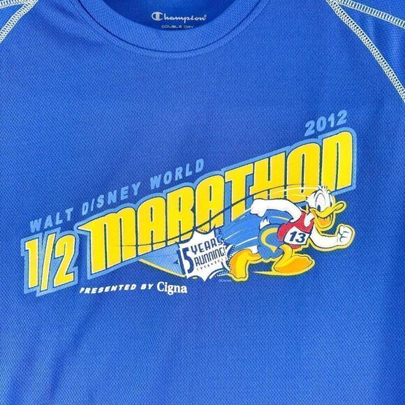 Champion Disney Half Marathon Shirt Mens Small Blue 2012 Athletic Tee Double Dry - Picture 2 of 13